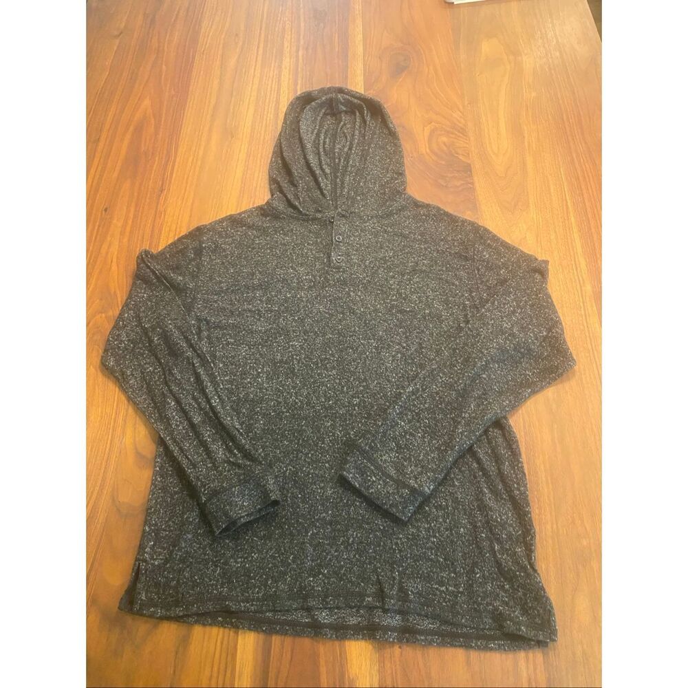 Rumi + Ryder Boys Black Speckled Henley Long Sleeve Pullover Hoodie Size XL
